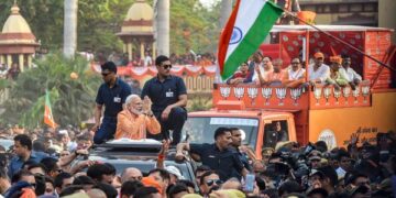 Indian Prime Minister Narendra Modi Launches 26.5 Km Roadshow In Bengaluru To Campaign For BJP Candidates