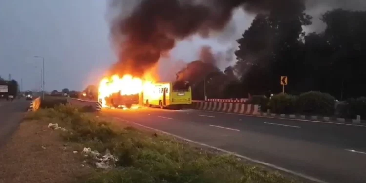 Maratha Quota Riots In Maharashtra Causes The Burning Of A Karnataka Bus