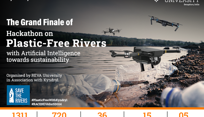 The Grand Finale of “Hackathon on Plastic-Free Rivers with AI” organised by REVA University in Association with Kyndryl on September 8th, 2023