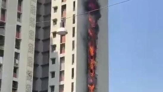 A massive fire breaks out in a Dombivli East residential complex in Mumbai.