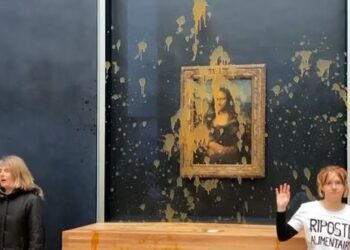 Pumpkin soup hurled at the renowned Mona Lisa in an effort to protect the environment