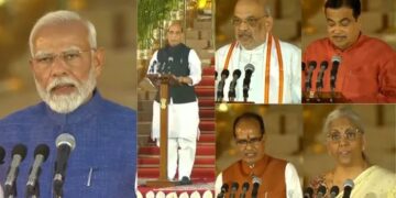 President Droupadi Murmu swears in PM Narendra Modi and his 71 ministers