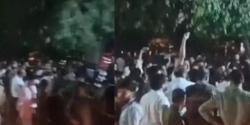 Muslim students at Jamia Millia Islamia University yell “Allahu Akbar” and “Palestine Zindabad” during a disruption of the campus Diwali celebration.